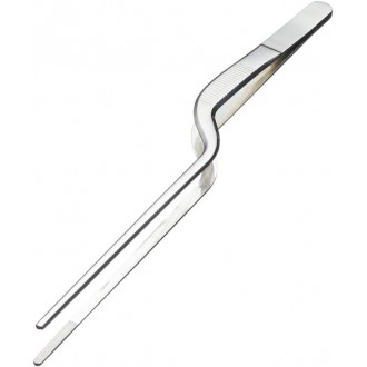 Master Class Stainless Steel Curved Plating Tongs, 21cm