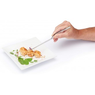 Master Class Stainless Steel Curved Plating Tongs, 21cm