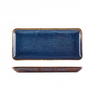 Neville Genware Terra Porcelain Aqua Blue Narrow Rectangular Platter, 30 x 14cm