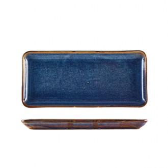 Neville Genware Terra Porcelain Aqua Blue Narrow Rectangular Platter, 30 x 14cm