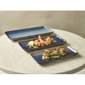 Neville Genware Terra Porcelain Aqua Blue Narrow Rectangular Platter, 30 x 14cm