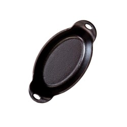 Lodge Heat Enhanced and Seasoned Cast Iron Oval Mini Server, Black