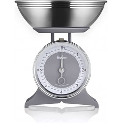 Swan Retro Scale, 5KG Capacity with Stainless-Steel Mixing Bowl, Grey