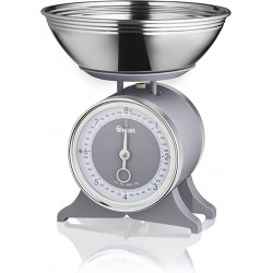Swan Retro Scale, 5KG Capacity with Stainless-Steel Mixing Bowl, Grey