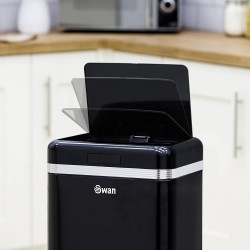 Swan Retro Square Automatic Sensor Bin with Infrared Technology, 45 Litre, Black