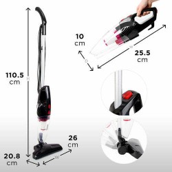 Duronic Stick Vacuum Cleaner | Energy Class A+ | HEPA Filter – Bagless | Black | 2-in-1: Converts from Upright Corded to Handheld Cordless Vac | Lightweight | Includes 4 attachments/brushes