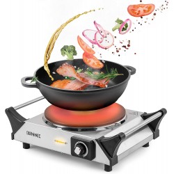 Duronic Portable Electric Hot Plate Hob Cooktop Single Boiling Ring Cooker Stainless Steel Table Top Hotplate 1500W with Handles