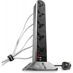 Duronic Extension Lead Tower Power Strip Cord Adaptor 10 Gang Way | Surge & Spike Protector