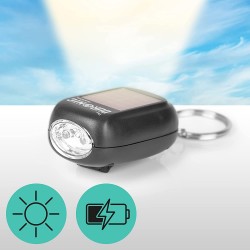 Duronic Keyring LED Torch | Pocket Flashlight | 2-Way Charging: Wind Up and Solar Panel No Batteries Needed