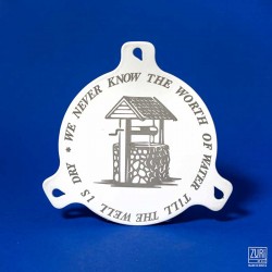 Zuri Drinks Cup Cover -  Text  'We Never Know The Worth Of Water Till The Well Is Dry' - Dia 115mm, Small Stainless Steel, White 