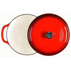 Lodge Cast Iron Enamel Dutch Oven, Red, 4.3 Liters -  Oven-safe to 500-degrees