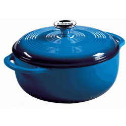 Lodge Cast Iron Enamel Dutch Oven, Blue 4.3 Liters - Oven-safe to 500 degrees F
