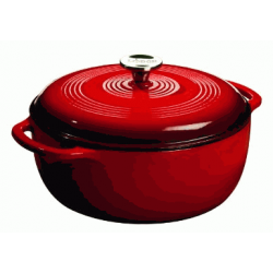 Lodge Cast Iron Enamel Dutch Oven, Red, 4.3 Liters -  Oven-safe to 500-degrees
