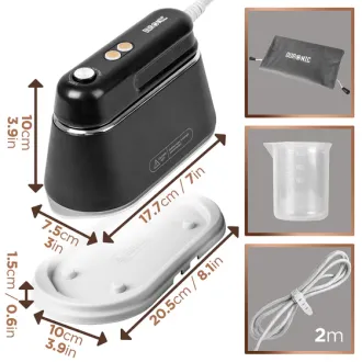 Duronic Steam Irons  Travel Iron, Garment Steamers, Handheld Vertical Steamer for Travel, Holiday Quilting Craft, Crease Wrinkle Remover - Black(1 Year Warranty)