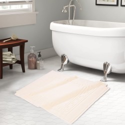 Superior 100% Cotton Highly-Absorbent Greek Key Border Solid 2-Piece Bath Mat Set, Ivory 