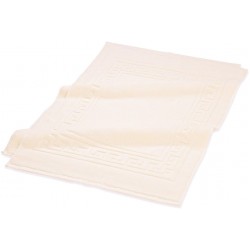 Superior 100% Cotton Highly-Absorbent Greek Key Border Solid 2-Piece Bath Mat Set, Ivory 