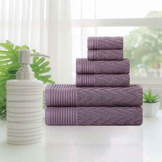 Shop quality Superior 100 Cotton Highly Absorbent 6-Piece Jacquard Chevron Towel Set, Purple Passion in Kenya from vituzote.com Shop in-store or online and get countrywide delivery!