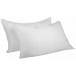 Superior 2 Pack Bed Pillows Down Alternative Premium Quality Striped, 2 Sizes King White