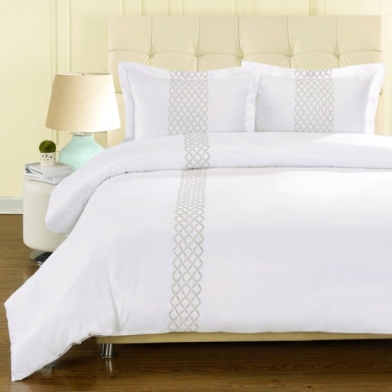 Shop quality Superior Hannah Wrinkle-Resistant Embroidered Duvet Cover and Pillow Sham Set, Queen Size, White/Grey in Kenya from vituzote.com Shop in-store or online and get countrywide delivery!