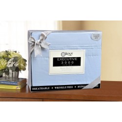 Luxor Microfiber Wrinkle Resistant and Breathable, Solid 2-Line Embroidery, Deep Pocket, California King Bed Sheet Set - Light Blue - Gift Boxed
