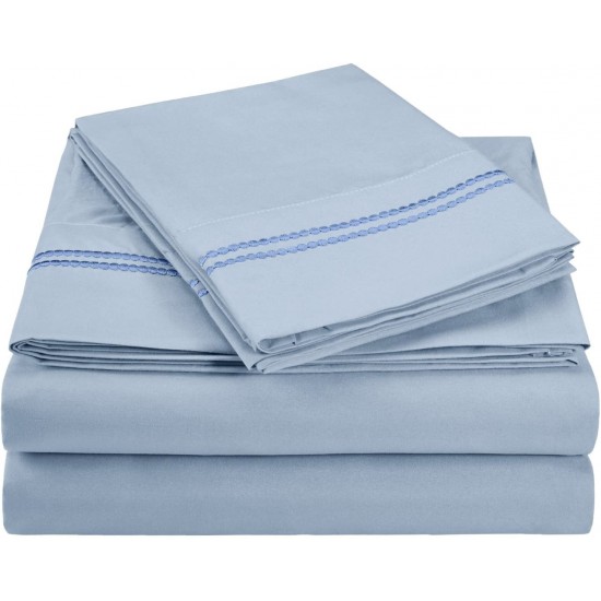 Shop quality Luxor Microfiber Wrinkle Resistant and Breathable, Solid 2-Line Embroidery, Deep Pocket, California King Bed Sheet Set - Light Blue - Gift Boxed in Kenya from vituzote.com Shop in-store or online and get countrywide delivery!