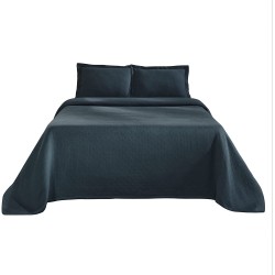 Superior 100% Cotton Basketweave 3-Piece Bedspread with Pillow Shams, King, Deep Sea