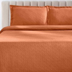 Superior 100% Cotton Basketweave 3-Piece Bedspread with Pillow Shams - King, Mandarin
