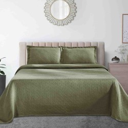 Superior 100% Cotton Basketweave 3-Piece Bedspread with Pillow Shams- Queen, Sage