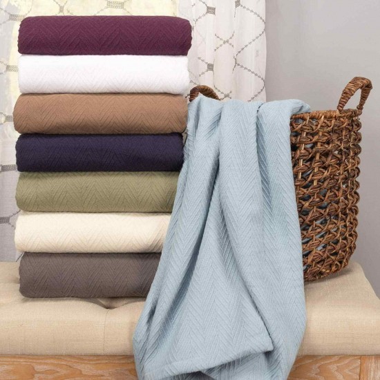 Shop quality Superior 100 Cotton Thermal Blanket - All-Season Oversized Throw, Woven Blanket with Herringbone Weave Pattern, Light Blue, Full Queen Size in Kenya from vituzote.com Shop in-store or online and get countrywide delivery!