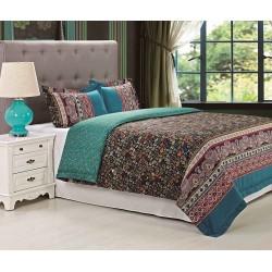Home City Rosewood 300 Thread Count, Reversible, 100% Cotton, California King Duvet Cover Set
