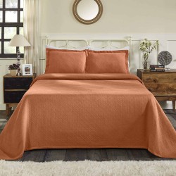 Superior 100% Cotton Basketweave 3-Piece Bedspread with Pillow Shams,  Queen, Mandarin