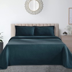 Superior 100% Cotton Basketweave 3-Piece Bedspread with Pillow Shams, King, Deep Sea