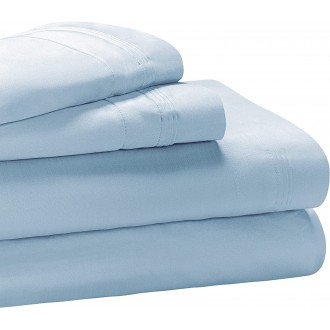 Superior 1000-Thread Count 100% Egyptian Cotton Solid Bed Sheet Set, Queen, Light Blue