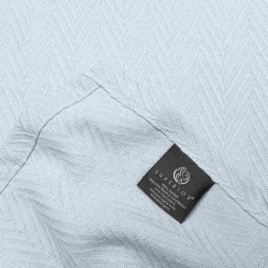 Shop quality Superior 100 Cotton Thermal Blanket - All-Season Oversized Throw, Woven Blanket with Herringbone Weave Pattern, Light Blue, Full Queen Size in Kenya from vituzote.com Shop in-store or online and get countrywide delivery!