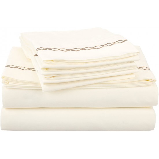 Shop quality Luxor Super Soft Light Weight, Cloud-Embroidered Microfiber Sheet Set, Wrinkle Resistant, Deep Pocket for Twin /Single Bed, Ivory with Taupe Embroidery in Gift Box in Kenya from vituzote.com Shop in-store or online and get countrywide deliver