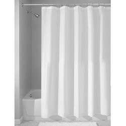 Interdesign Ella Mildew-Free Water-Repellent Fabric Shower Curtain, 72-Inch Width by 84-Inch Height, White