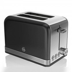 Swan 2 Slice Retro Toaster, Black