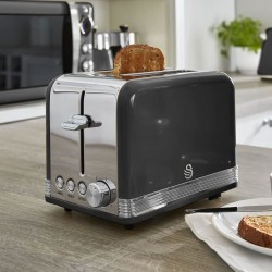 Swan 2 Slice Retro Toaster, Black