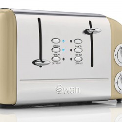 Swan 4 Slice Retro Toaster, Cream