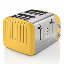 Swan 4 Slice Retro Toaster, Yellow