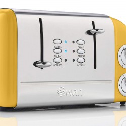 Swan 4 Slice Retro Toaster, Yellow
