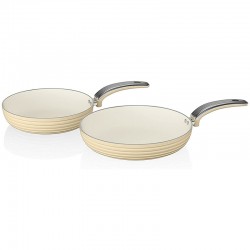 Swan Retro 2 Piece Frying Pans, Cream