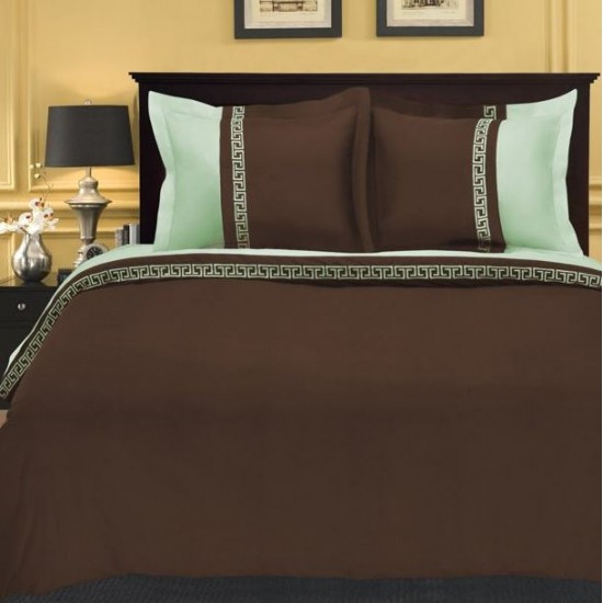 Shop quality Superior Emma Reversible Wrinkle-Resistant Embroidered  3-Piece Duvet Cover Set, Full/Queen - Chocolate/Sage in Kenya from vituzote.com Shop in-store or online and get countrywide delivery!