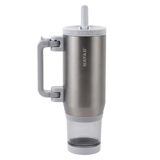 Nayad Hydrostash Tumbler with Snackbox - Silver, 680ml ( 12 hours hot )