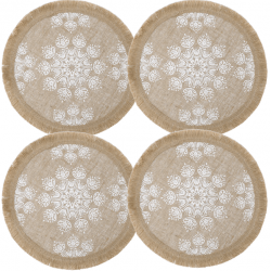Creative Tops Hessian Placemats, Set of 4, White Mandala Design