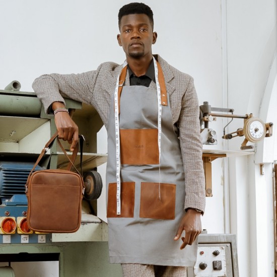 Shop quality Adelphi Hard-wearing Canvas Apron, Unisex, with 3 Leather Large Pockets - Made in Kenya in Kenya from vituzote.com Shop in-store or online and get countrywide delivery!