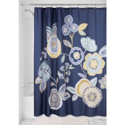 InterDesign Garden Floral Fabric Shower Curtain - 72" X 72" inches, Navy Multi Color