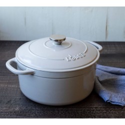 Lodge Enameled Cast Iron Dutch Oven, Oyster, 5.2 Litres
