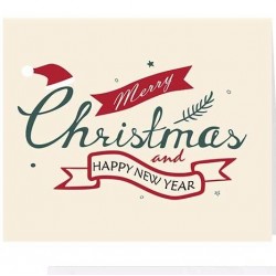 TUPARKA Christmas Card  With Envelope & Sticker, Merry Christmas & Happy New Year, Ivory