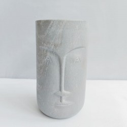 Undugu Straight Face Handcrafted Soapstone Flower Statement Vase 